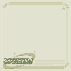Poster - Luxury Glitter Flat Y2K Style Stoicism with Frame Template, Light Matcha Green Color Background