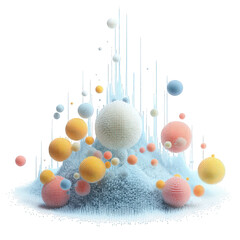Poster - Abstract 3d pastel colored spheres digital art background illustration on transparent background