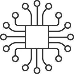 Poster - Clean, modern line art illustration of a microchip.  Represents technology, data,  artificial intelligence, and computing. Ideal for web, print, or presentations.