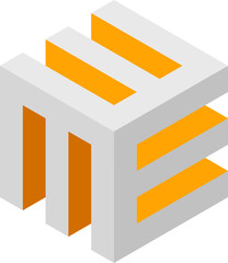 Poster - Abstract isometric cube design, featuring gray and orange accents.  Perfect for modern branding, technology, architecture, or data visualization projects.