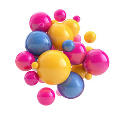 Poster - Abstract colorful shiny spheres background design illustration 3d fun art on transparent background