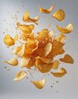 © Nima - Crispy potato chips flying with spices in mid-air explosion