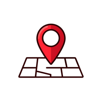 3D map pin icon on a stylized map navigation location destination travel concept isolated rendered illustration red pin on green abstract map graphic element