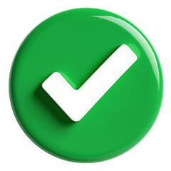 Aufkleber - 3D green checkmark icon inside a circle validation approval success completion \n confirmed concept isolated rendered illustration glossy positive symbol graphic element