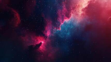 Wall Mural - Colorful space galaxy nebula with vibrant cosmic cloud and starry night sky featuring a supernova explosion, deep universe astronomy background for science and outer space wallpaper concepts