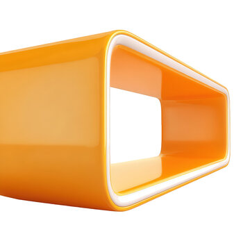Abstract orange 3d shape with white trim modern design element art bold on transparent background