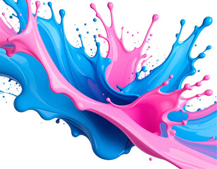 Poster - Dynamic pink and blue paint splashes intermingling