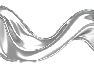 Poster - Abstract silver fluid wave, flowing elegantly
