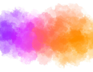 Poster - Abstract watercolor painting in vibrant purple, pink, and orange hues, blending seamlessly