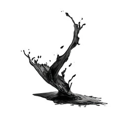 Poster - Abstract dark liquid splash dynamic flowing design 3d oil ink art water on transparent background