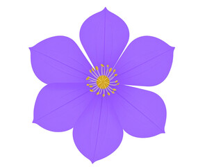 Poster - A vibrant purple flower with five petals and a yellow center, digitally rendered in a simple style