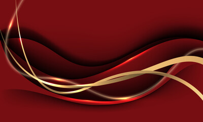 Poster - Abstract gold red ribbon curve overlap on grey luxury background vector
