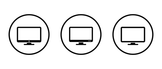 Fototapete - Computer monitor, desktop screen icon set on circle line. Pc display sign symbol