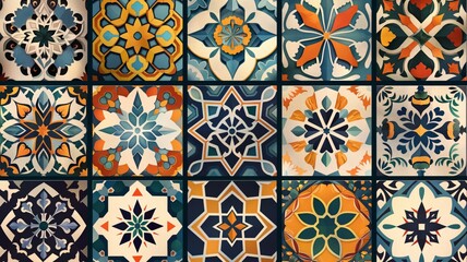 Poster - Exploring vibrant abstract mosaic patterns featuring intricate designs and color combinations