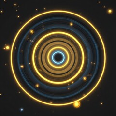 Wall Mural - led wall panel with cosmic rings and glowing stars, bringing an ethereal touch to the room.