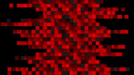 Poster - Bright red pixel cubes abstract background in red black gradient tones. Seamless looping abstract mosaic squares motion design. Video animation Ultra HD 4K 3840x2160