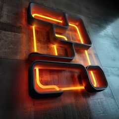 Wall Mural - led icon featuring a liquid metal finish with neon accents, adding a bold and contemporary feel.