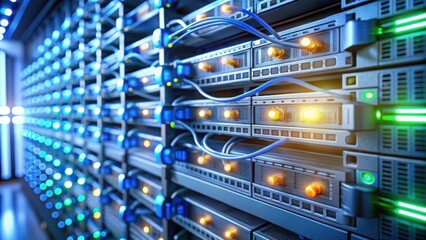 Fototapete - Network Hub with Gigapixel Standard for Data Continuity and Link