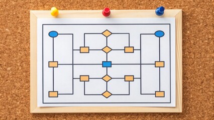 Poster - Business Continuity Roadmap Visualization on Corkboard with Pins