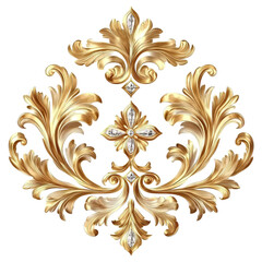 Wall Mural - Gold baroque ornament, a PNG element clipart on a transparent Background Png file Format