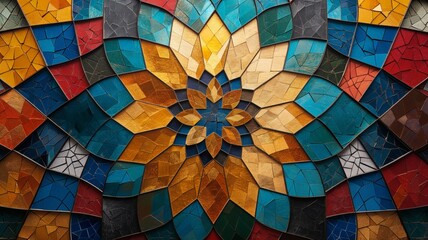 Poster - Colorful abstract mosaic pattern showcasing intricate designs and textures in vibrant shades