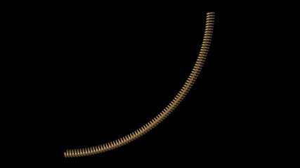 Wall Mural - 3D realistic copper coil springs rounding animation on black background 