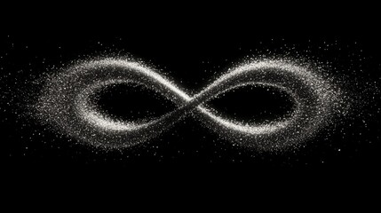 Poster - Futuristic linear infinity techno shape with glowing particle streams and abstract digital wave patterns in a high-tech blue background for modern sci-fi and technology-themed design concepts





