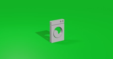 Poster - Isolated realistic white washer symbol front view with shadow. 3d illustration on green chroma key background