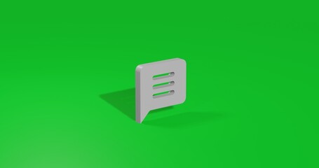 Poster - Isolated realistic white chat symbol front view with shadow. 3d illustration on green chroma key background