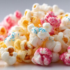 Poster - Colorful popcorn mix with sprinkles and drizzled topping. A fun and festive treat for parties, movie nights, or celebrations of any kind!