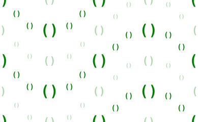 Poster - Seamless pattern of large and small green brackets symbols. The elements are arranged in a wavy. Illustration on light green background