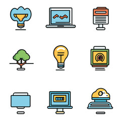 2D Web Development Line Icons  Icons, Flat lay Icon