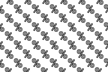 Poster - Seamless pattern completely filled with outlines of percent symbols. Elements are evenly spaced. Illustration on transparent background