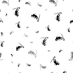 Poster - Seamless vector pattern with female football symbols, creating a creative monochrome background with rotated elements. Illustration on transparent background