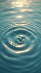 Poster - Serene Water Surface with Droplet Impact and Ripples Creating a Calm and Reflective Scene