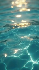 Poster - Serene Surface of Turquoise Water with Sun Reflections Creating Abstract Patterns