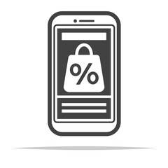 Wall Mural - online shopping with smartphone outline icon transparent vector isolated