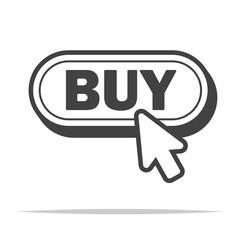 Wall Mural - click buy button with cursor outline icon transparent vector isolated