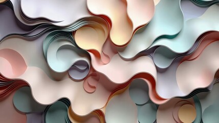 Poster - Abstract pastel flowing forms evoke calm fluidity and modern design in a serene composition.