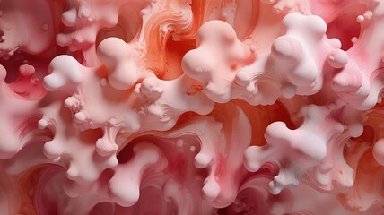 Poster - Soft pink liquid forms an abstract and dreamy background with smooth, fluid, organic shapes.