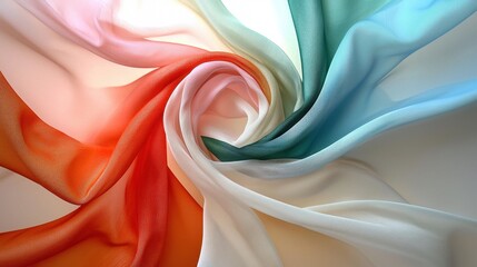Poster - Abstract background of pastel fabric swirls in soft rose and mint tones