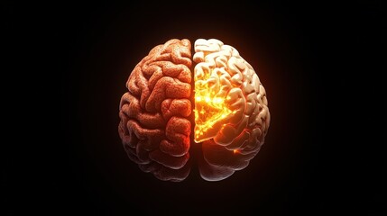 Poster - Create a brain icon where half is depicted as human tissue and the other half is a glowing, futuristic structure, symbolizing the future of cognitive enhancement and AI
