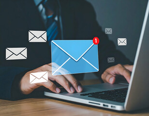 Poster - Businessperson checking emails on laptop