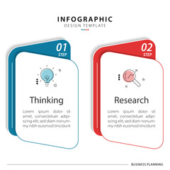 Fototapete - Business infographic template. 2 Step timeline journey. Process diagram, 2 options on white background, Infograph elements vector illustration.