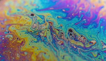 Poster - Colorful soap bubble patterns abstract art macro photography vibrant colors close-up fluid dynamics