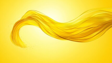 Poster - Abstract Yellow Fluid Wave, Gentle Gradient Background, Dynamic Flowing Shape, Liquid Design