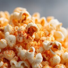 Poster - Close-up of popcorn seasoned with red pepper flakes, offering a savory and slightly spicy snack, perfect for movie nights and gatherings.