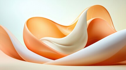 Poster - Creamy orange and white abstract background with smooth organic curves