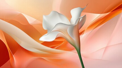 Poster - Creamy orange and white abstract background with smooth organic curves