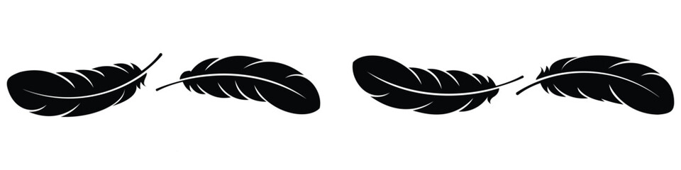 Poster - Feather icon set. Bird feather silhouette. Feather vector, illustration.